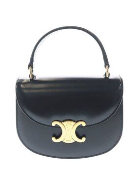 Celine Mini Besace Clair 2-Way Shoulder Bag Black Leather Gold